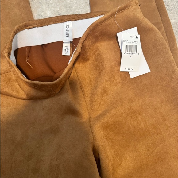 &Basics Womens Faux Suede Straight Leg Pants In Camel - Picture 7 of 8
